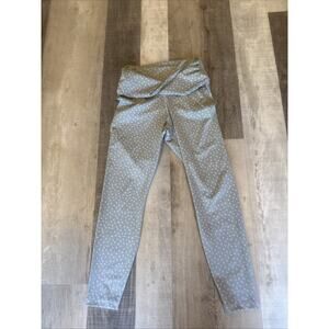 Nike Activewear Leggings Women M Gray Polka Dot Dri Fit Twist Front High Waisted